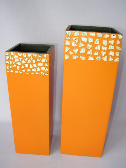 Bambusová váza oranžová mozaika - velikost střední, 
