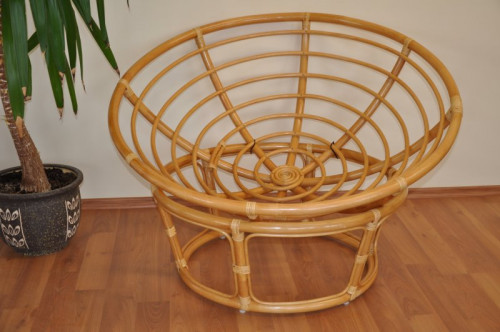 Ratanový papasan 110 cm medový - konstrukce bez polstru, 