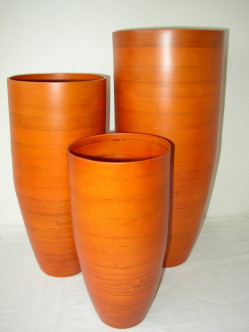 Bambusová váza klasik oranžová velikost M, 
