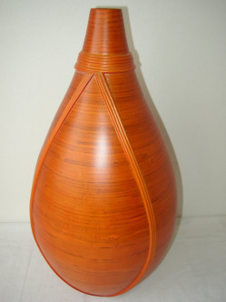 Bambusová váza s ratanem oranžová, 